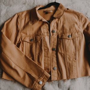 H&M CROPPED CORDUROY YELLOW JACKET